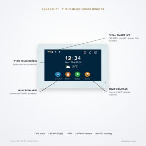 2W-IP7 monitor features KONX 2W-IP7 seven-inch Wi-Fi monitor — key features
