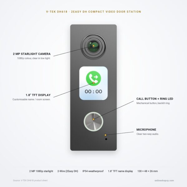 DH618 features DH618 compact digital door station — key features