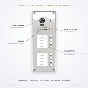 DT608 features DT608 eight-button apartment door station — key features