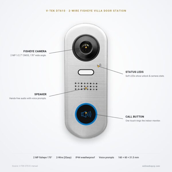 DT610 features DT610 fisheye villa door station — key features