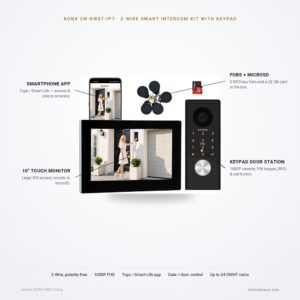 KW07 kit features KONX 2W-KW07-IP7 kit with keypad and 10 inch monitor — key features